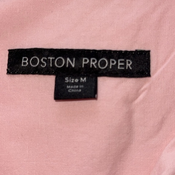 Boston Proper Pink Cotton Button Down Shirt Classic Fitted Silhouette Cuffed SzM - Picture 4 of 8